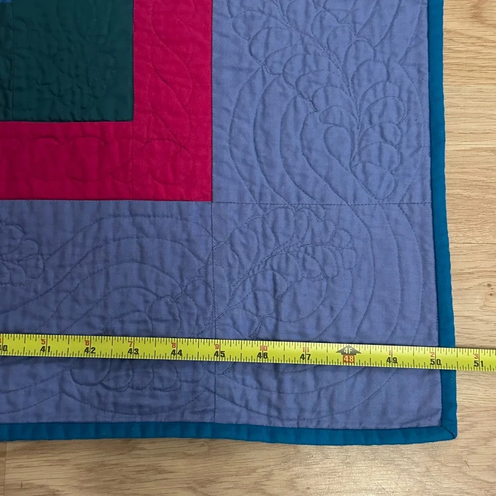 Signed Vintage 1993 Nancy Elliott MacDonald Crazy Patch Star Quilt 50x50 Cotton